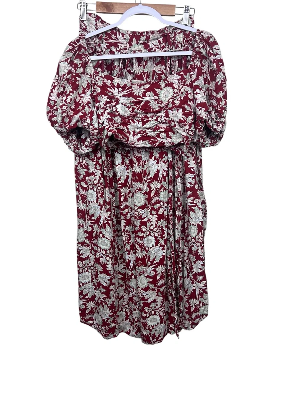 Free People FP Movement Sunday Floral Wide-Leg Crop Top & Pants Set - Red